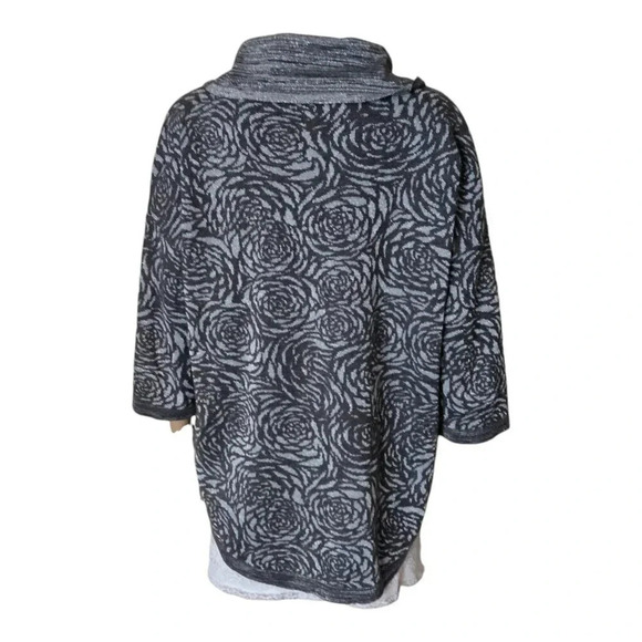 Chico's sweater women's gray floral shimmer cowl neck size 2 - Picture 2 of 4
